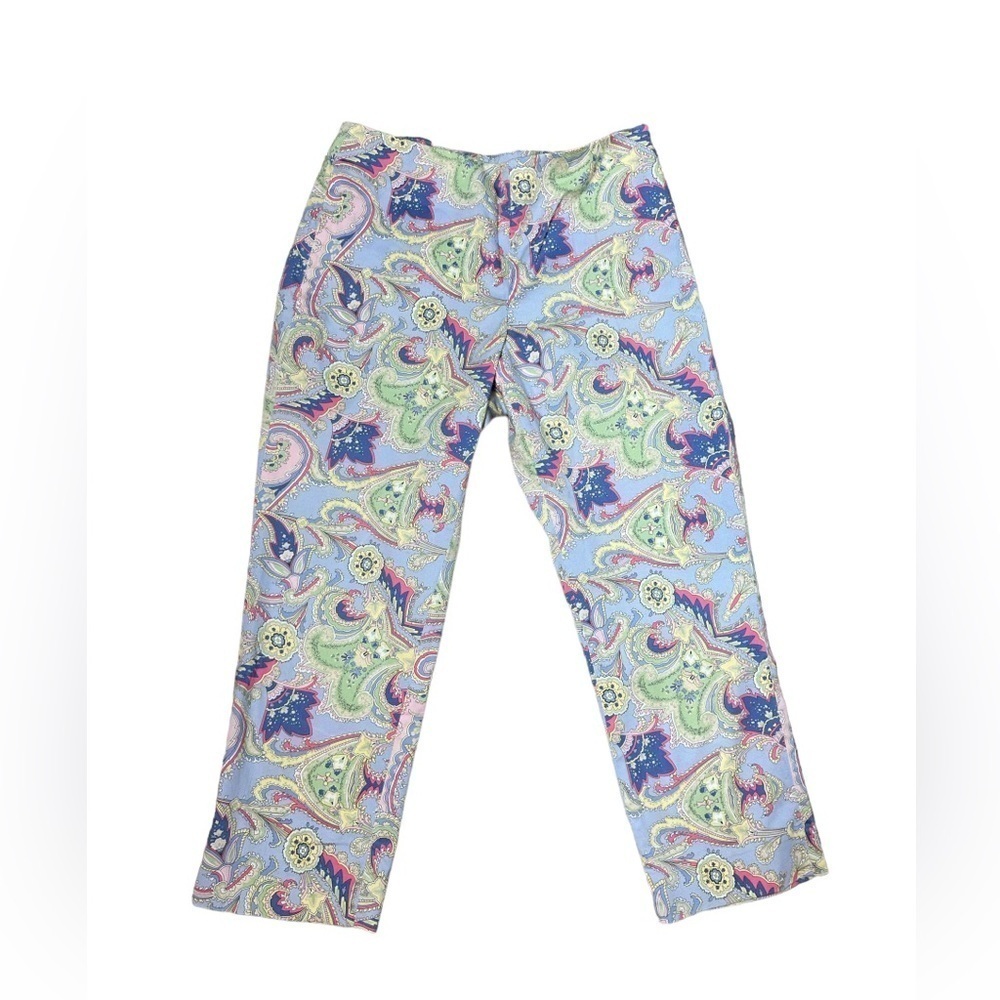 Lauren‎ Ralph Lauren Colorful Paisley Capri Pants Size 8P Lightweight Cotton 90s